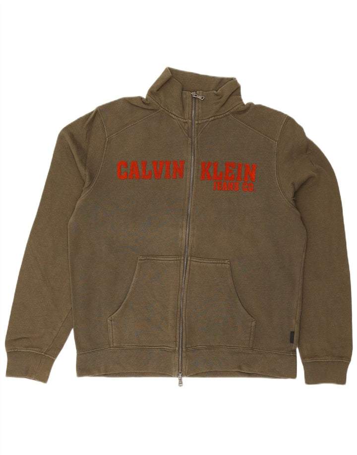 CALVIN KLEIN JEANS Trening grafic pentru bărbați Jachetă mare, bumbac, kaki