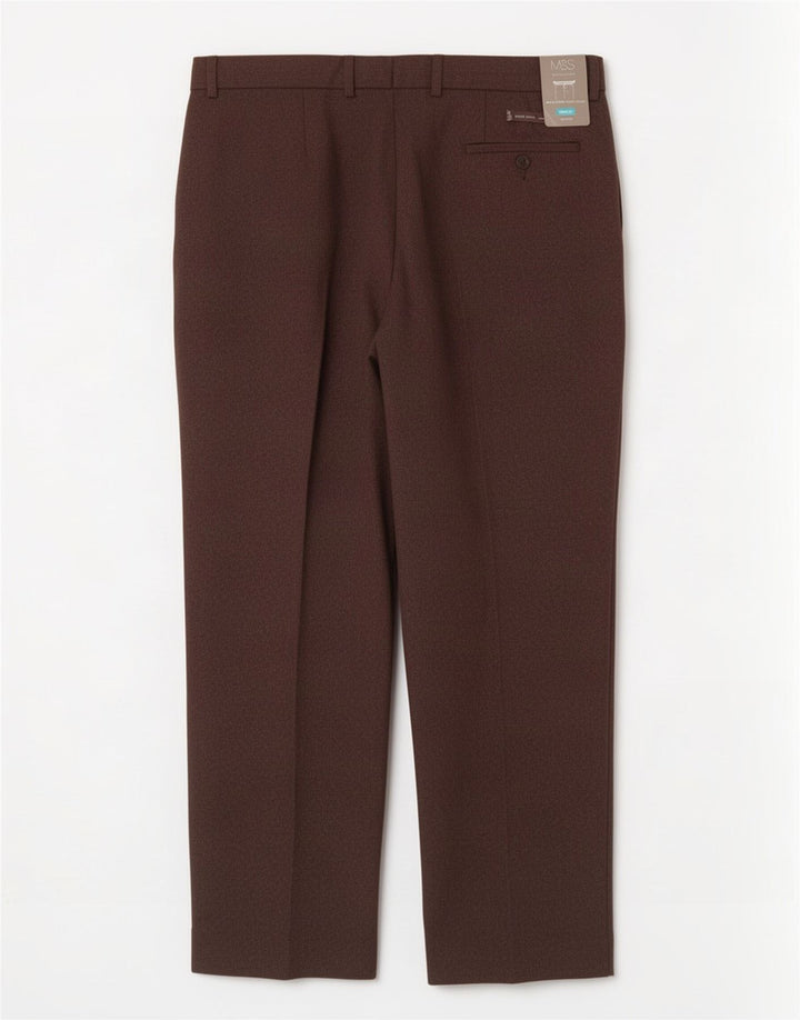 Pantaloni de costum pentru bărbați Marks & Spencer, cu ajustare normală, L40 L31, poliester maro
