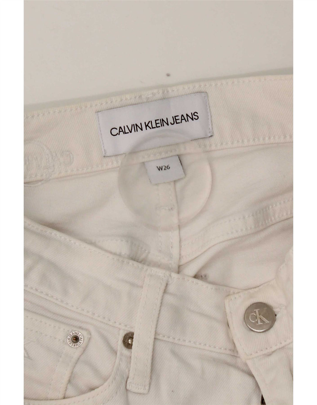 Blugi conici pentru femei Calvin Klein W26 L26 alb