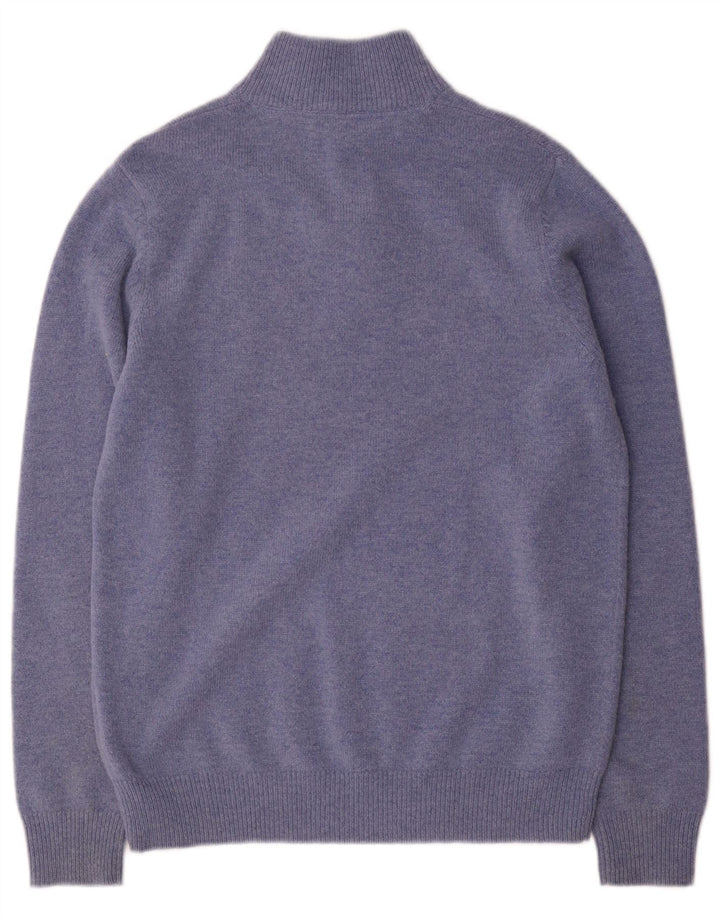 Crew Clothing Pulover pentru bărbați cu gât cu nasturi Lână albastră medie