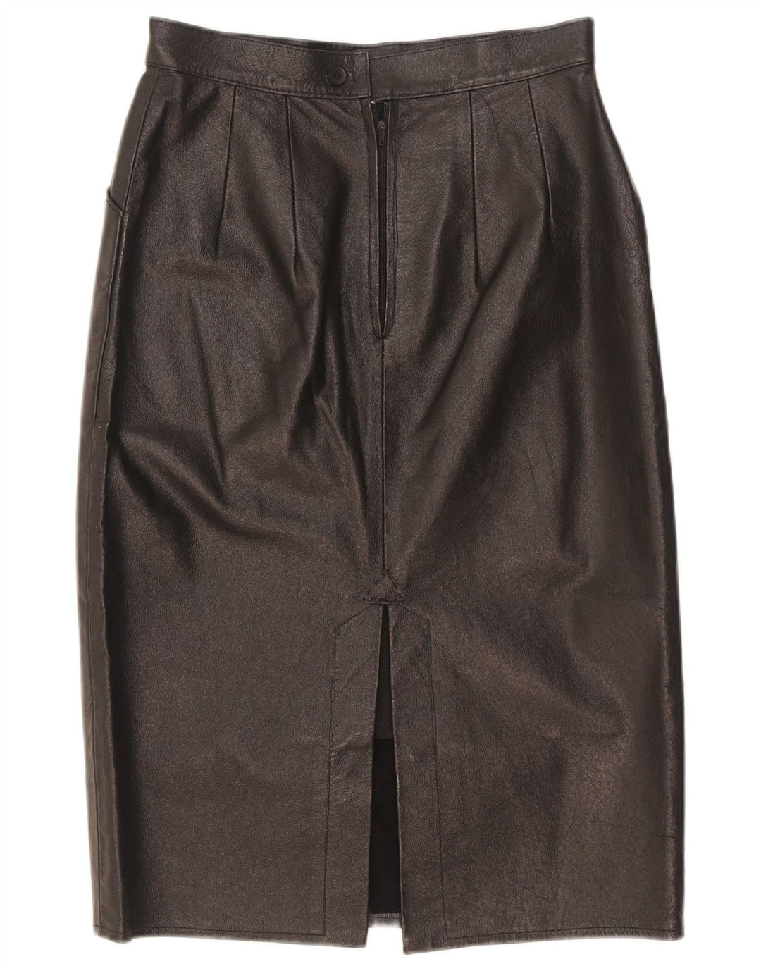 Fusta Midi din piele Vintage pentru femei W25 XS Negru