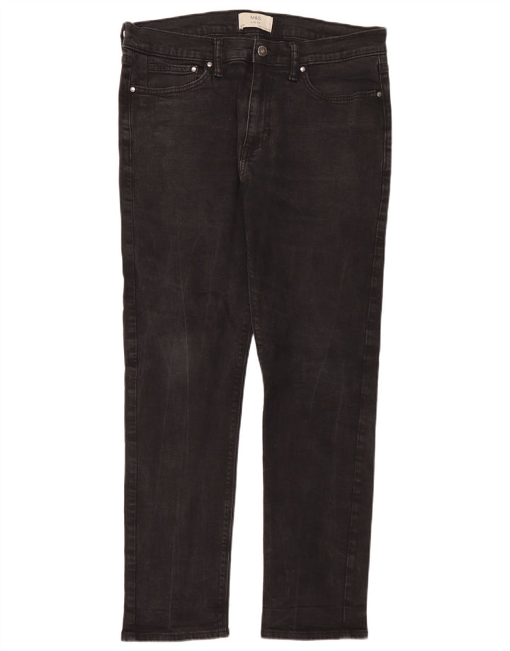 Blugi slim pentru bărbați Marks & Spencer W34 L31 bumbac negru