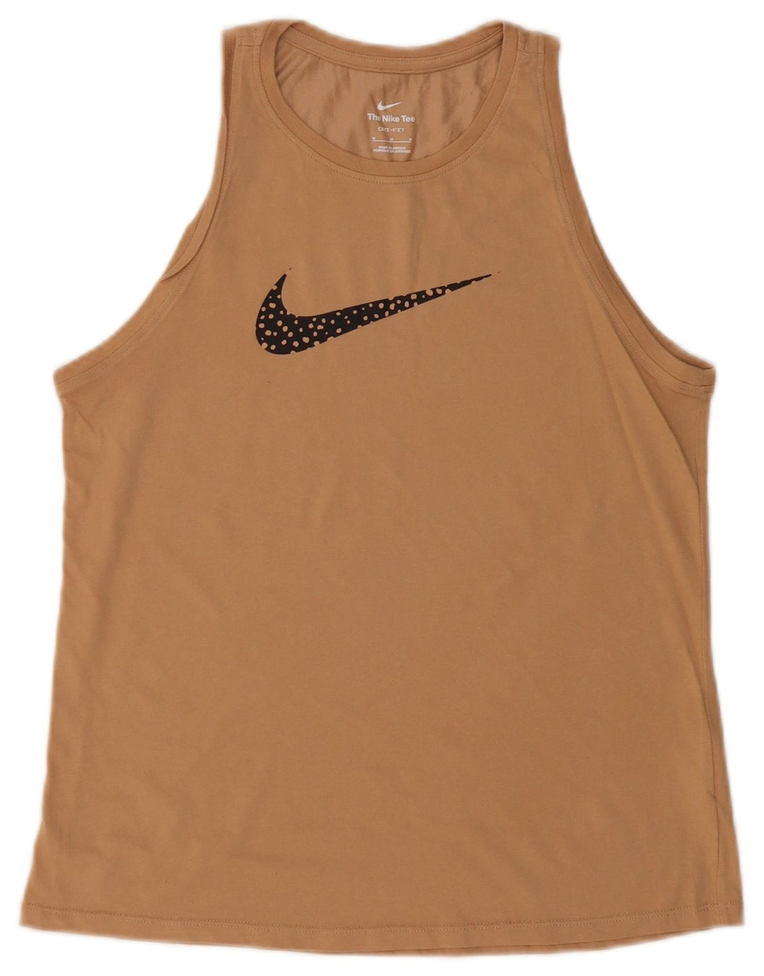 Top cu vestă grafică Nike Dri Fit pentru femei UK 12, bumbac mediu bej
