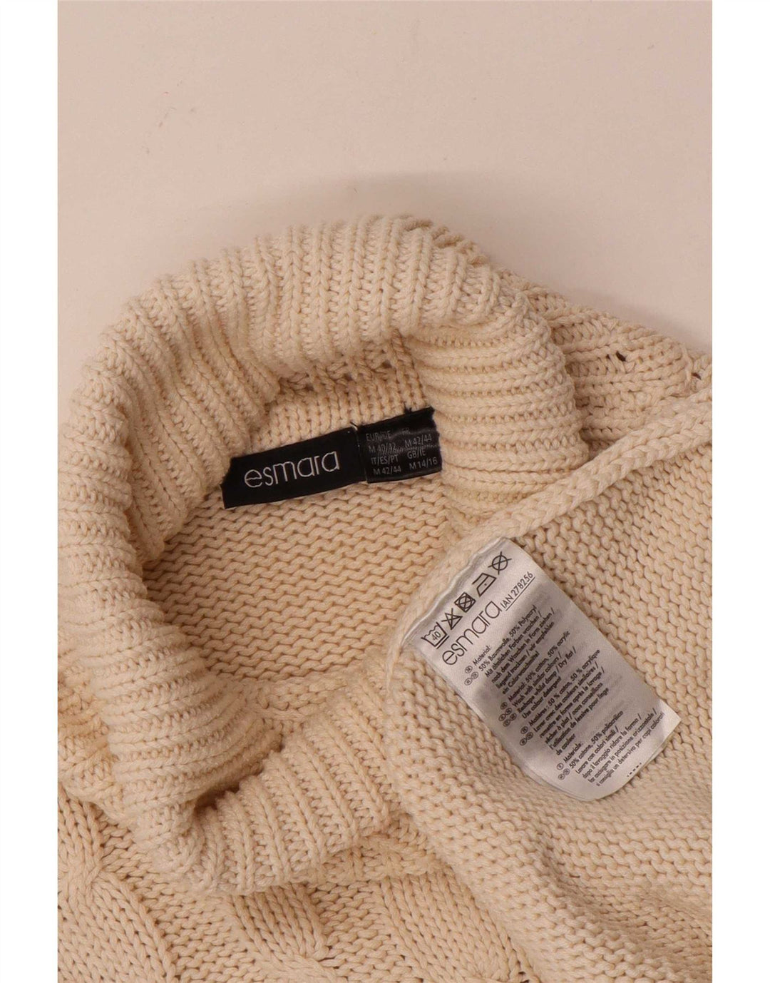 Pulover pentru femei cu gât rulat Esmara UK 14/16 Medium Off White