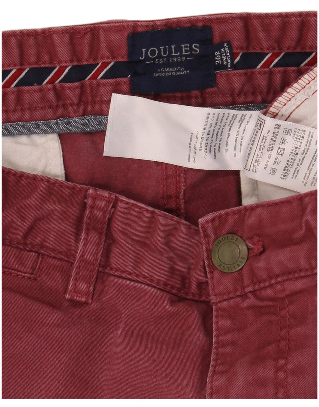 Pantaloni chino slim pentru bărbați JOULES L36 L32 bumbac burgundy