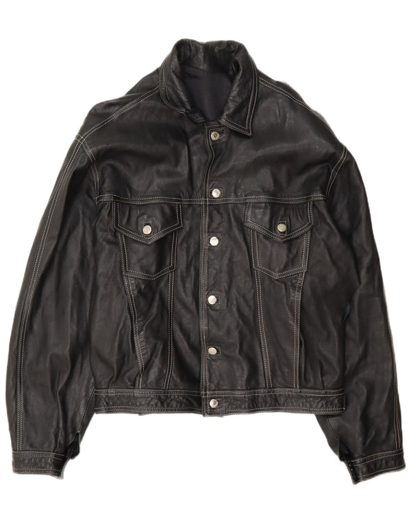 Jachetă de piele vintage pentru bărbați UK 40 Large Black