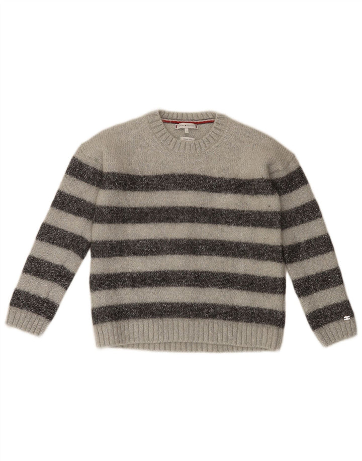 Pulover Tommy Hilfiger pentru damă, cu decolteu triplu, cu dungi, gri mediu, UK 12