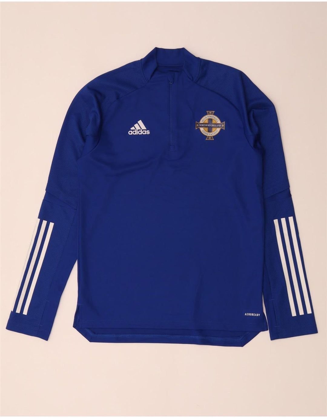 Adidas pentru bărbați irlandez fotbal cu fermoar și gât Pullover Trening Top Mic Albastru