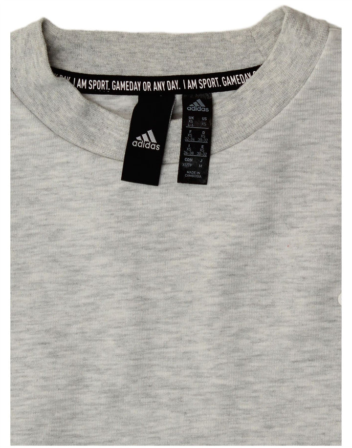 Pulover adidas Crop oversized pentru femei UK 4/6 XS bumbac gri
