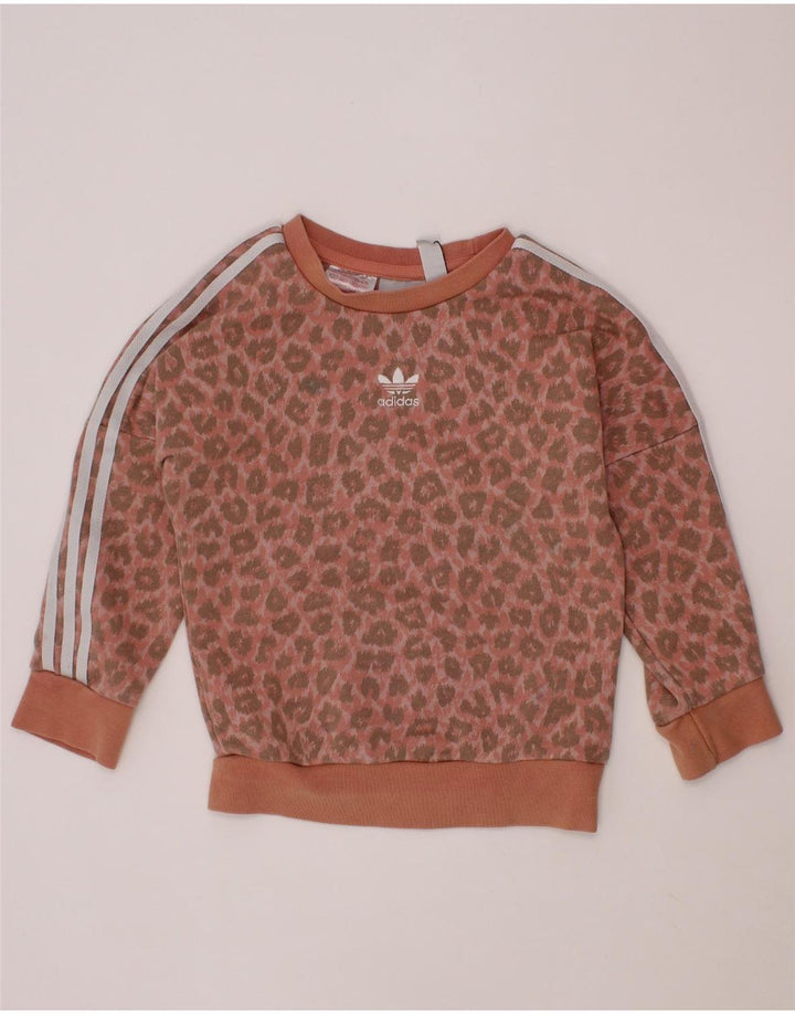 Trening complet pentru fetite ADIDAS 18-24 luni roz din bumbac cu imprimeu animal