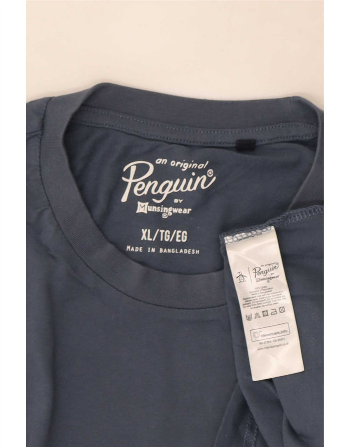 Top pentru bărbați Pinguin cu mânecă lungă XL, albastru bleumarin, bumbac