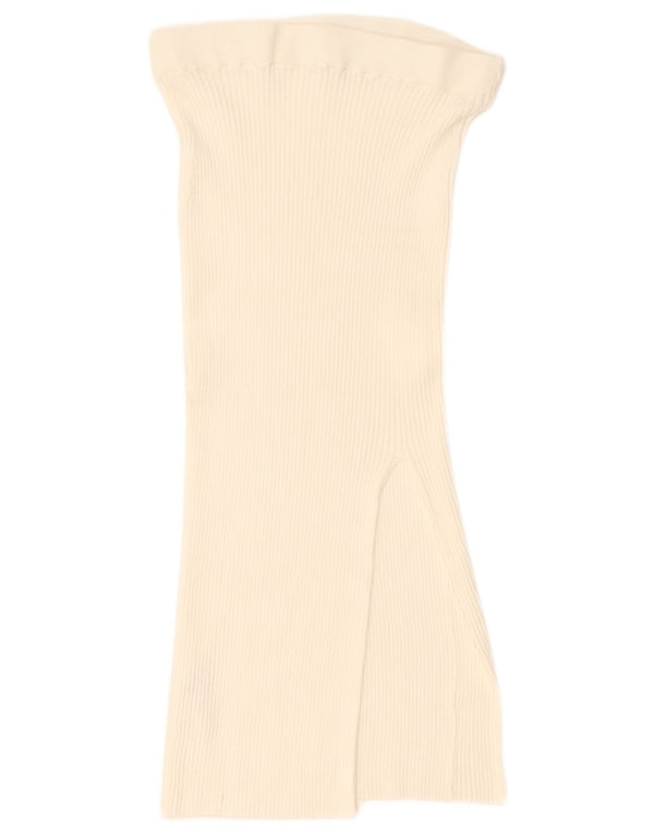 Fusta midi Jack Wills pentru femei cu talie înaltă UK 12 Medium W28 din viscoză albă