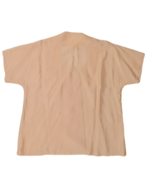 Bluză cămașă vintage pentru femei cu mânecă scurtă UK 18 XL Bej