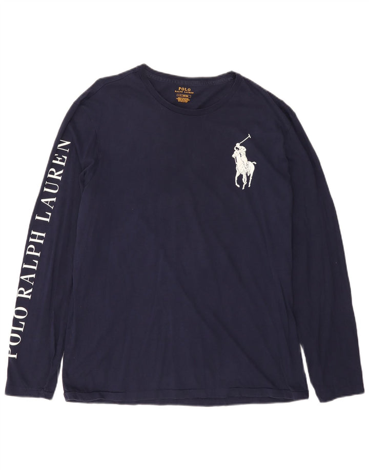 Polo Ralph Lauren Top grafic pentru bărbați cu mânecă lungă, mare, bleumarin
