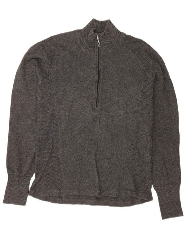 Pulover pentru femei Eddie Bauer cu fermoar și gât, UK 18 XL, bumbac gri