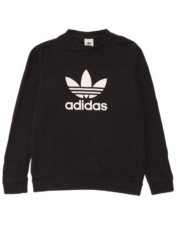 Hanorac grafic pentru bărbați Adidas Jumper mediu din bumbac negru