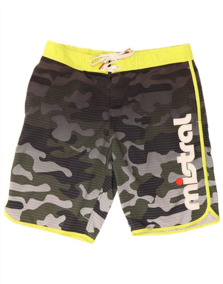 Pantaloni scurți de înot cu grafică Mistral pentru bărbați, poliester camuflaj, verde
