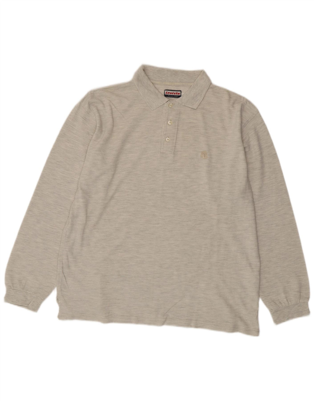 INVICTA Mens Long Sleeve Polo Shirt Large Grey Cotton