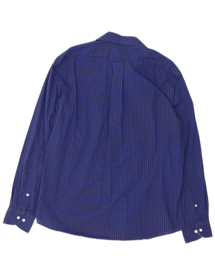Cămașă IZOD pentru bărbați, slim fit, mărimea 16 1/2 mare, bumbac cu check albastru
