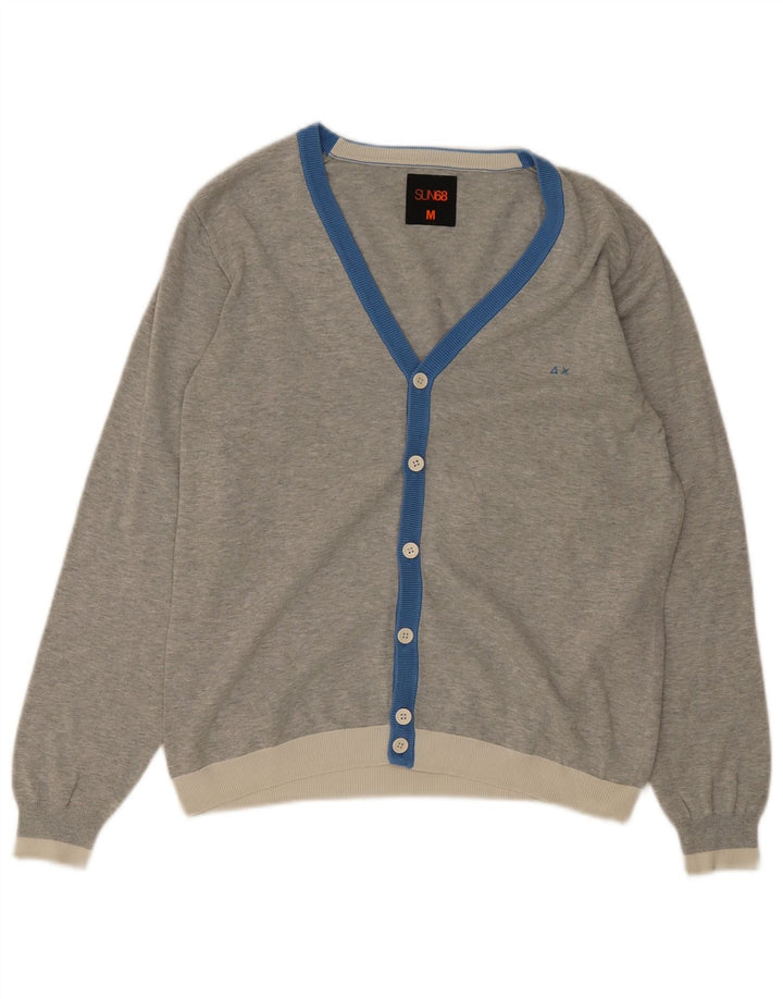 Pulover cardigan pentru bărbați Sun68, gri mediu, bumbac color bloc