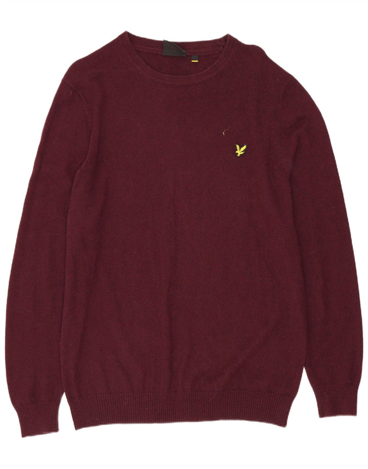LYLE & SCOTT Pulover pentru bărbați cu decolteu rotund din bumbac mare maro