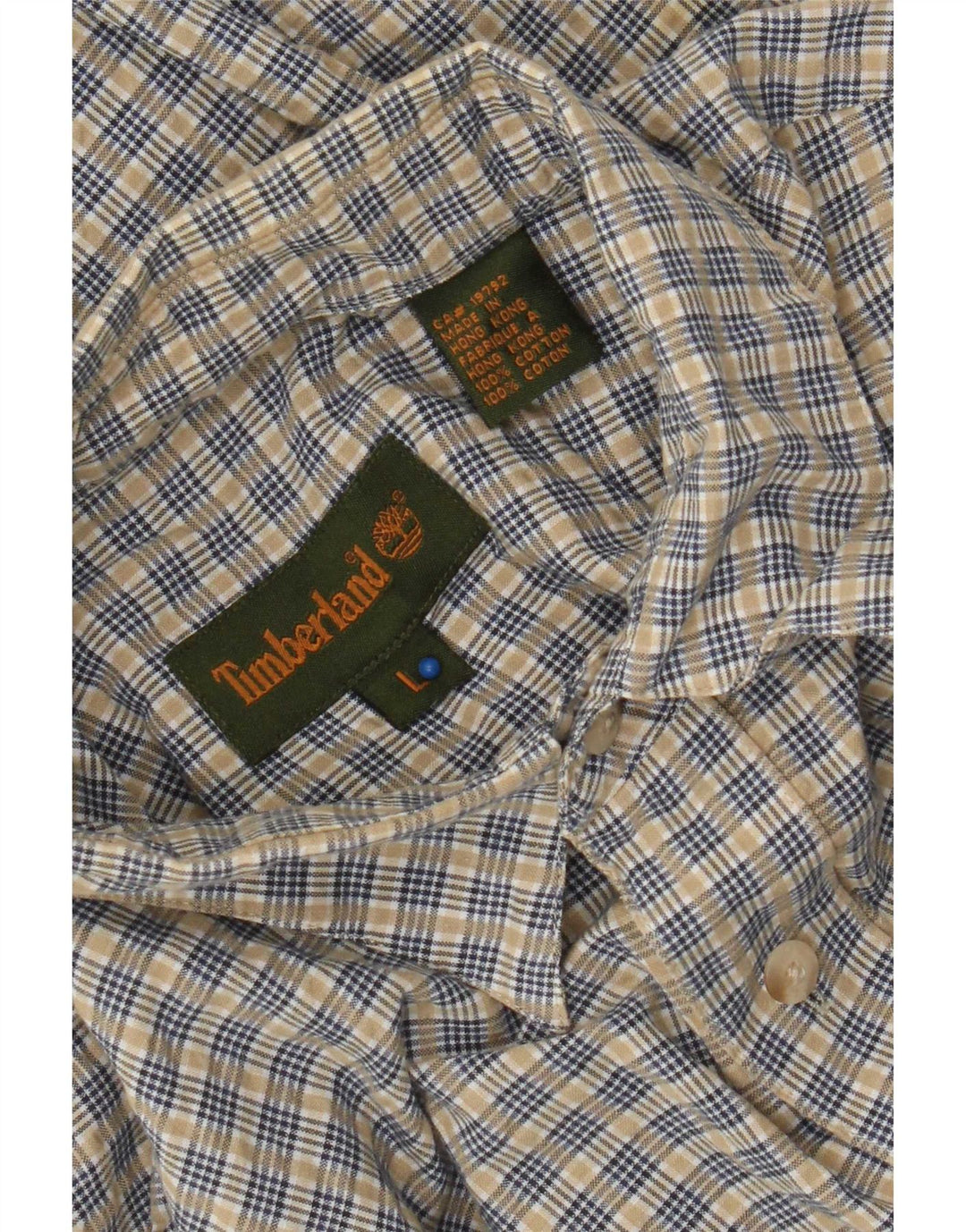 Cămașă pentru bărbați Timberland, mare, bej, cu carouri din bumbac