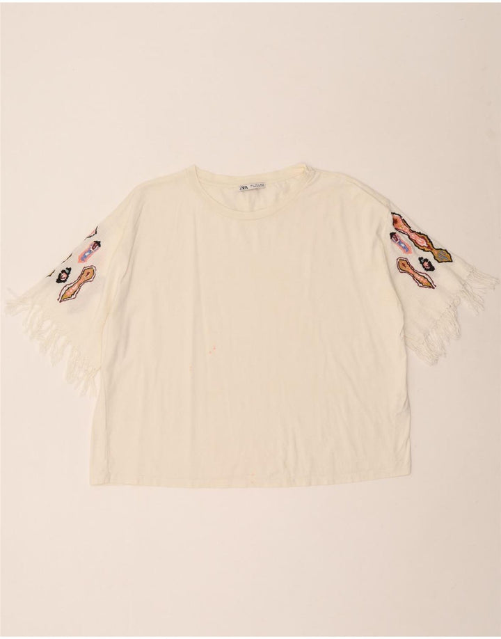 Tricou pentru femei Zara UK 16, mare, alb, bumbac