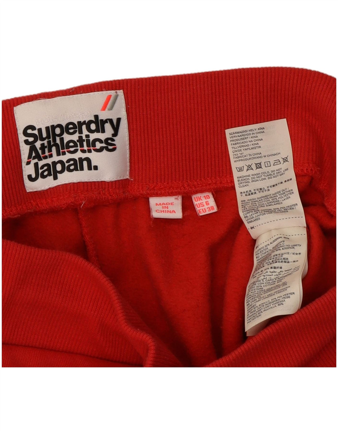 SUPERDRY Pantaloni de trening pentru femei Joggeri UK 10 Bumbac roșu mic