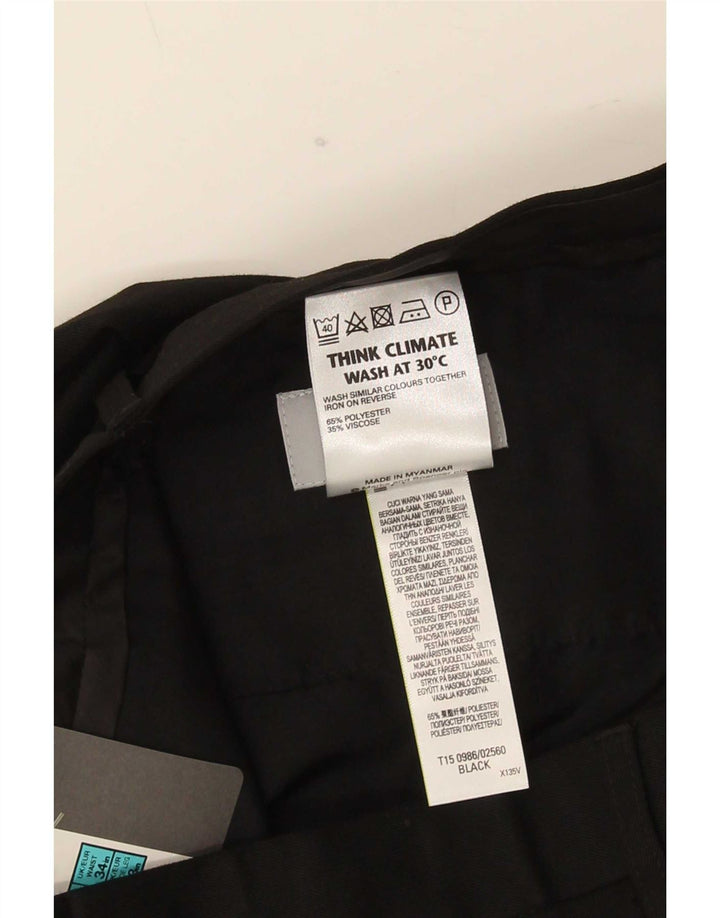 Pantaloni de costum pentru bărbați Marks & Spencer, cu ajustare normală, L34 L33, poliester negru