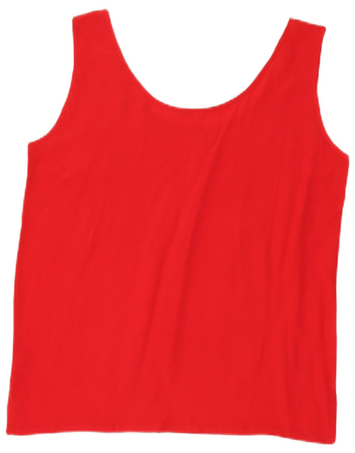 VINTAGE Vest Top Femei UK 10 Small Red Silk