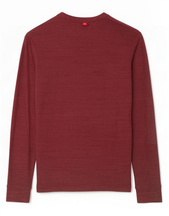 Top pentru bărbați Tommy Hilfiger, cu mânecă lungă, din bumbac cu pete burgundy mediu