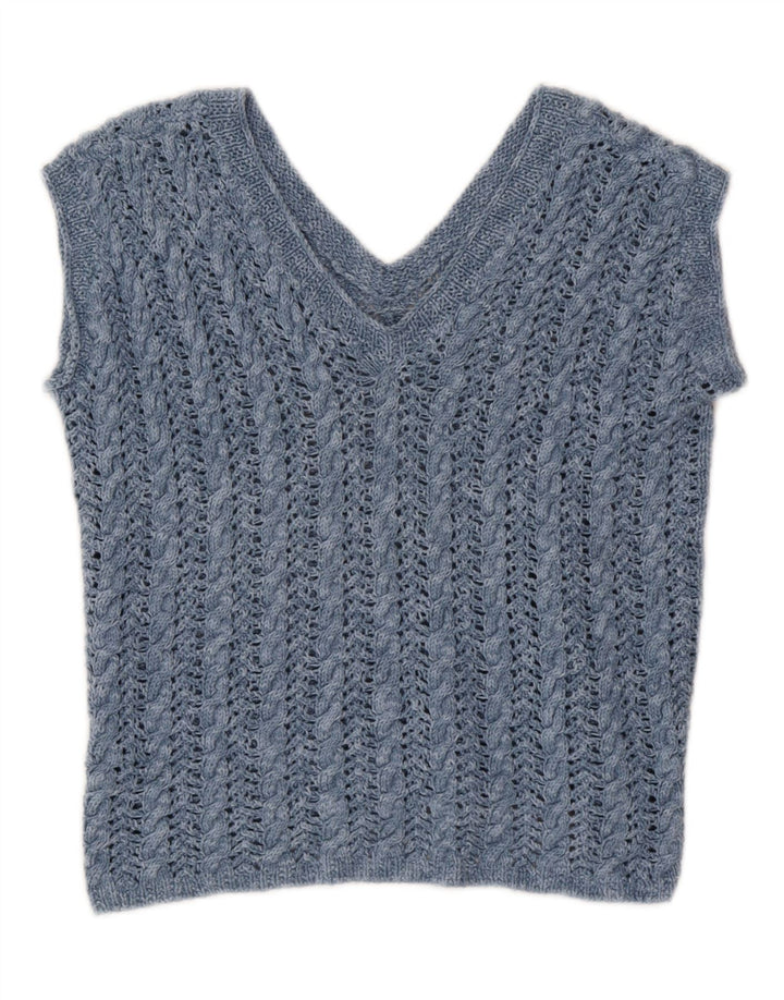 VINTAGE Womens Crop Vest Tank Top UK 14 Medium Blue Vintage Vintage and Second-Hand Vintage from Messina Hembry 
