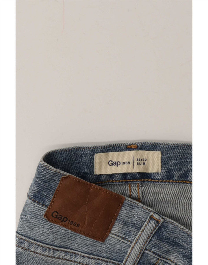 Blugi slim pentru bărbați Gap Distressed W32 L32 Blue