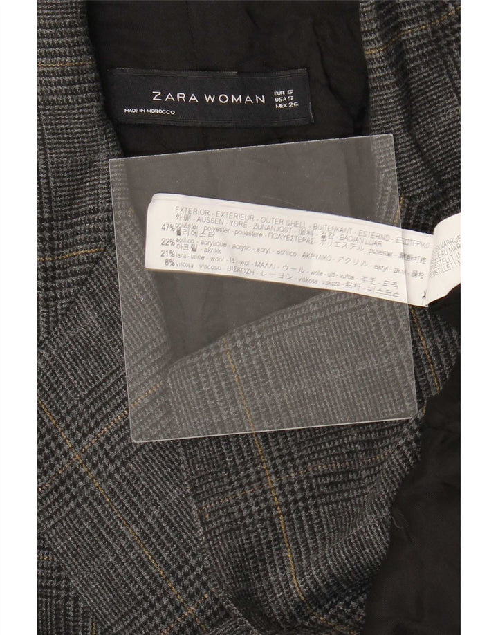 Jachetă Blazer pentru femei Zara, cu 2 nasturi, UK 10, Gri mic, poliester cu picioare de găină