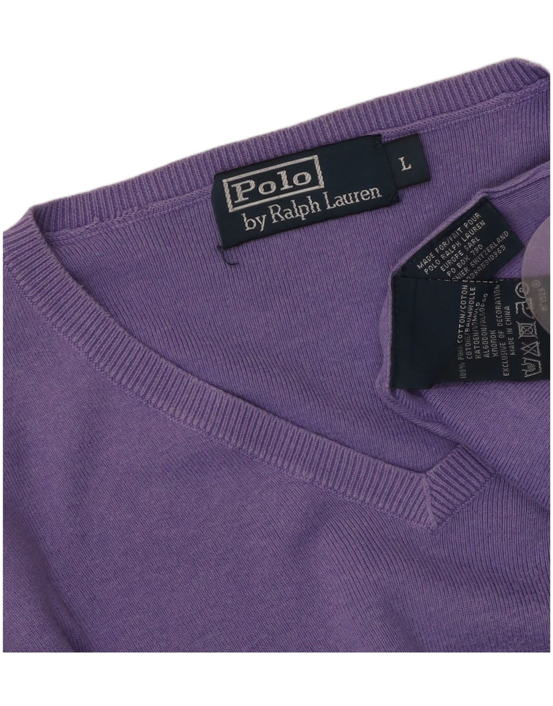 POLO RALPH LAUREN Pulover pentru femei cu decolteu în V, UK 16, mare, mov, bumbac