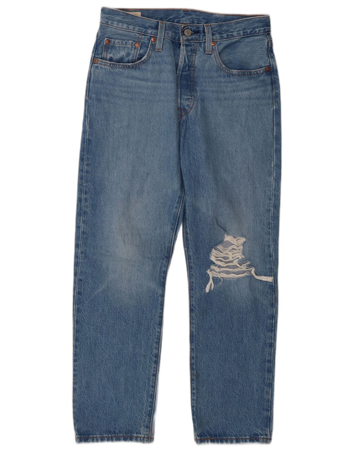 Blugi drepti distressed 501 Levi's pentru femei L27 L26 Bumbac albastru
