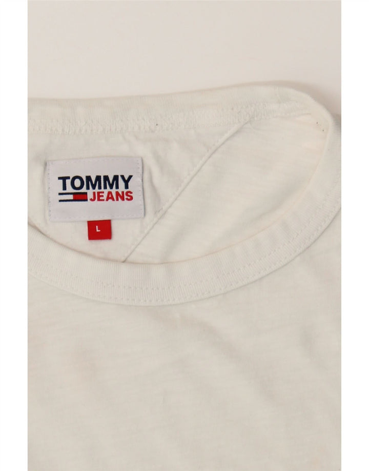 TOMMY HILFIGER Mens T-Shirt Top Large White Cotton Vintage Tommy Hilfiger and Second-Hand Tommy Hilfiger from Messina Hembry 