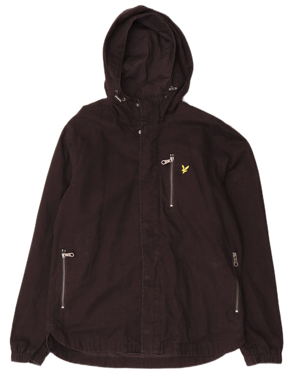 Jachetă bomber cu glugă Lyle & Scott pentru bărbați UK 38, bumbac mediu negru