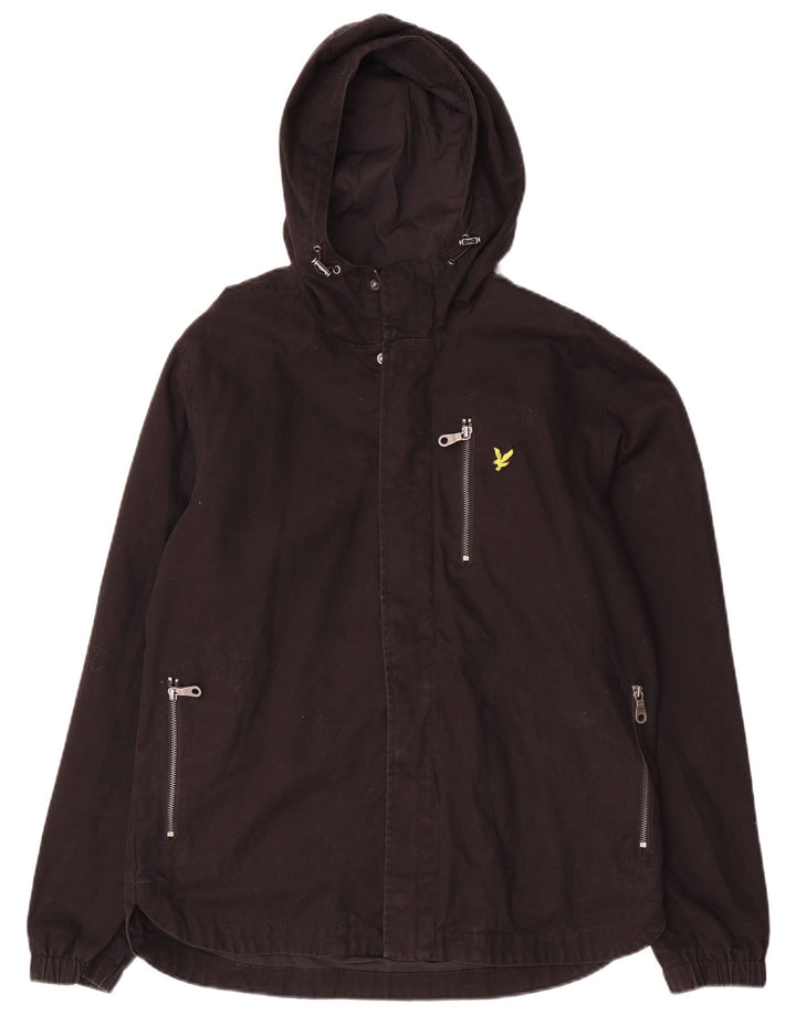 Jachetă bomber cu glugă Lyle & Scott pentru bărbați UK 38, bumbac mediu negru