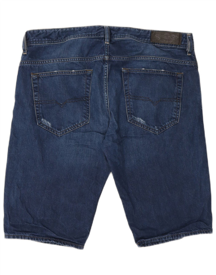 Pantaloni scurți din denim învechit pentru femei Diesel W34, bumbac albastru mare