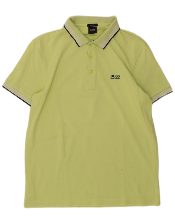 Tricou polo HUGO BOSS pentru bărbați, bumbac verde mediu