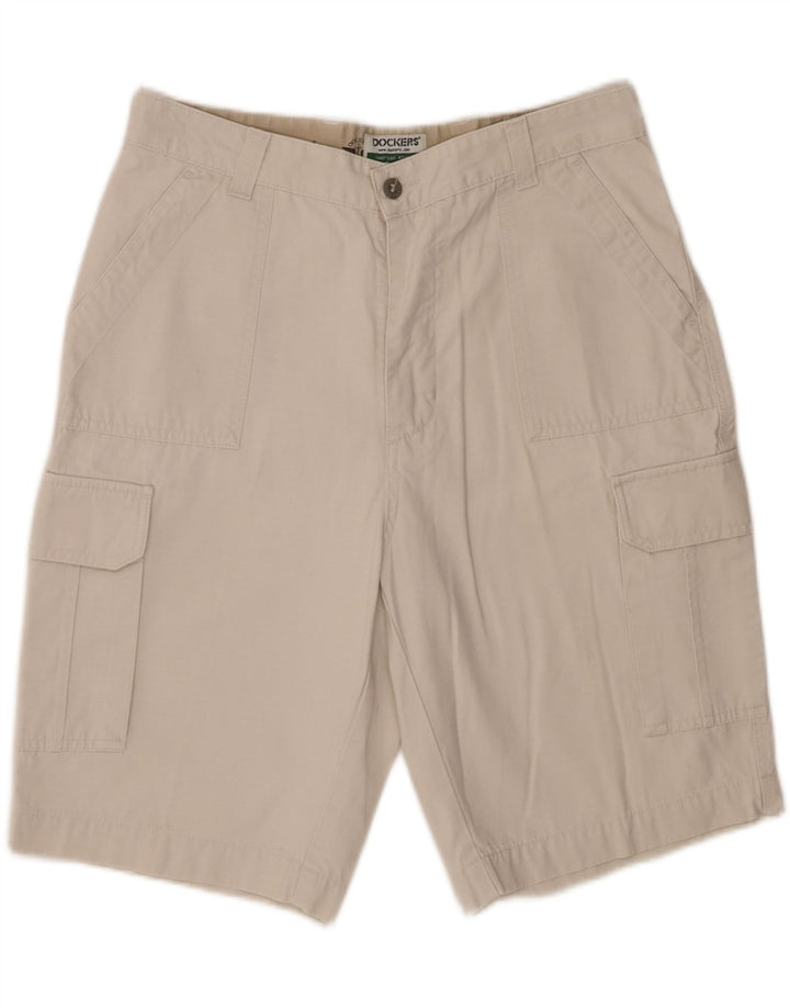 Pantaloni scurti cargo pentru femei Dockers W33, bumbac alb, mediu