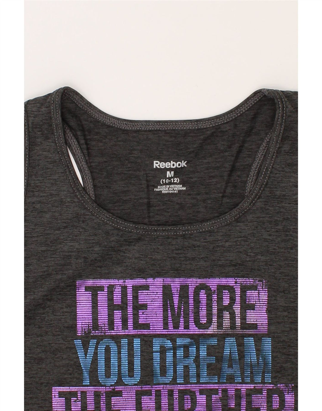 REEBOK Girls Graphic Vest Top 10-11 Years Medium Black Polyester Vintage Reebok and Second-Hand Reebok from Messina Hembry 