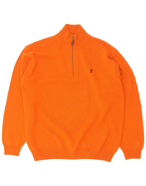 Pulover Marlboro Classics pentru bărbați, cu fermoar și gât, 2XL, lână portocalie
