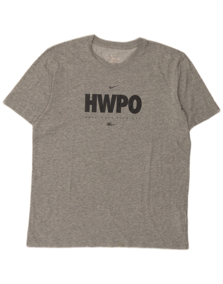 Tricou grafic Nike Dri Fit pentru bărbați Top din bumbac cu pete gri mediu
