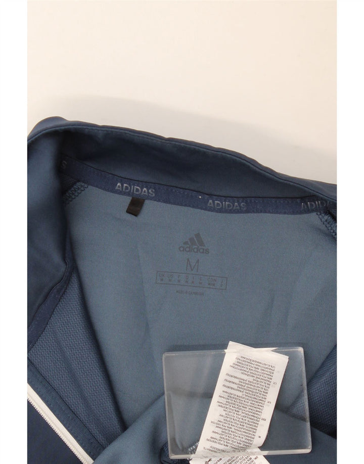 Top de trening ADIDAS pentru bărbați, cu fermoar, cu gât, pete, albastru bleumarin