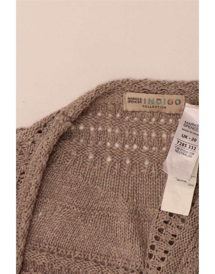 Pulover cardigan deschis pentru femei Marks & Spencer UK 20 2XL poliester bej