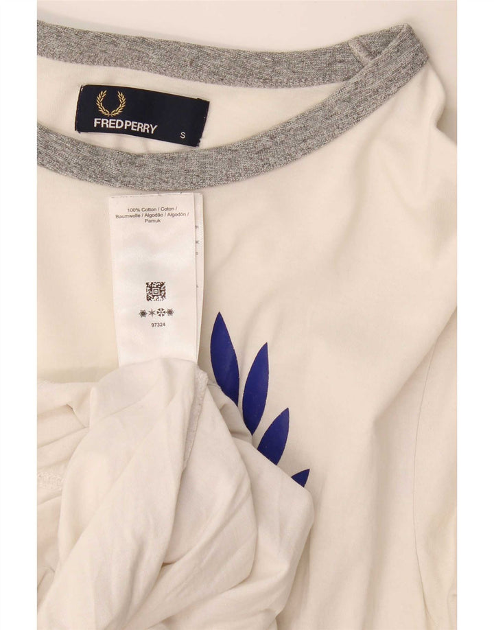 Tricou grafic Fred Perry pentru bărbați Top mic, alb, bumbac