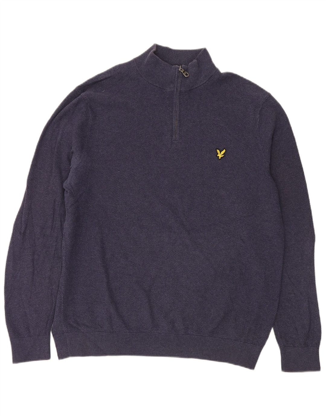 Pulover pentru bărbați Lyle & Scott, cu fermoar și gât, din bumbac mare, albastru bleumarin