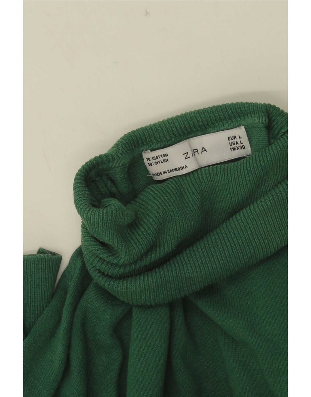 Pulover pentru femei cu gât rulat Zara UK 14 mare verde